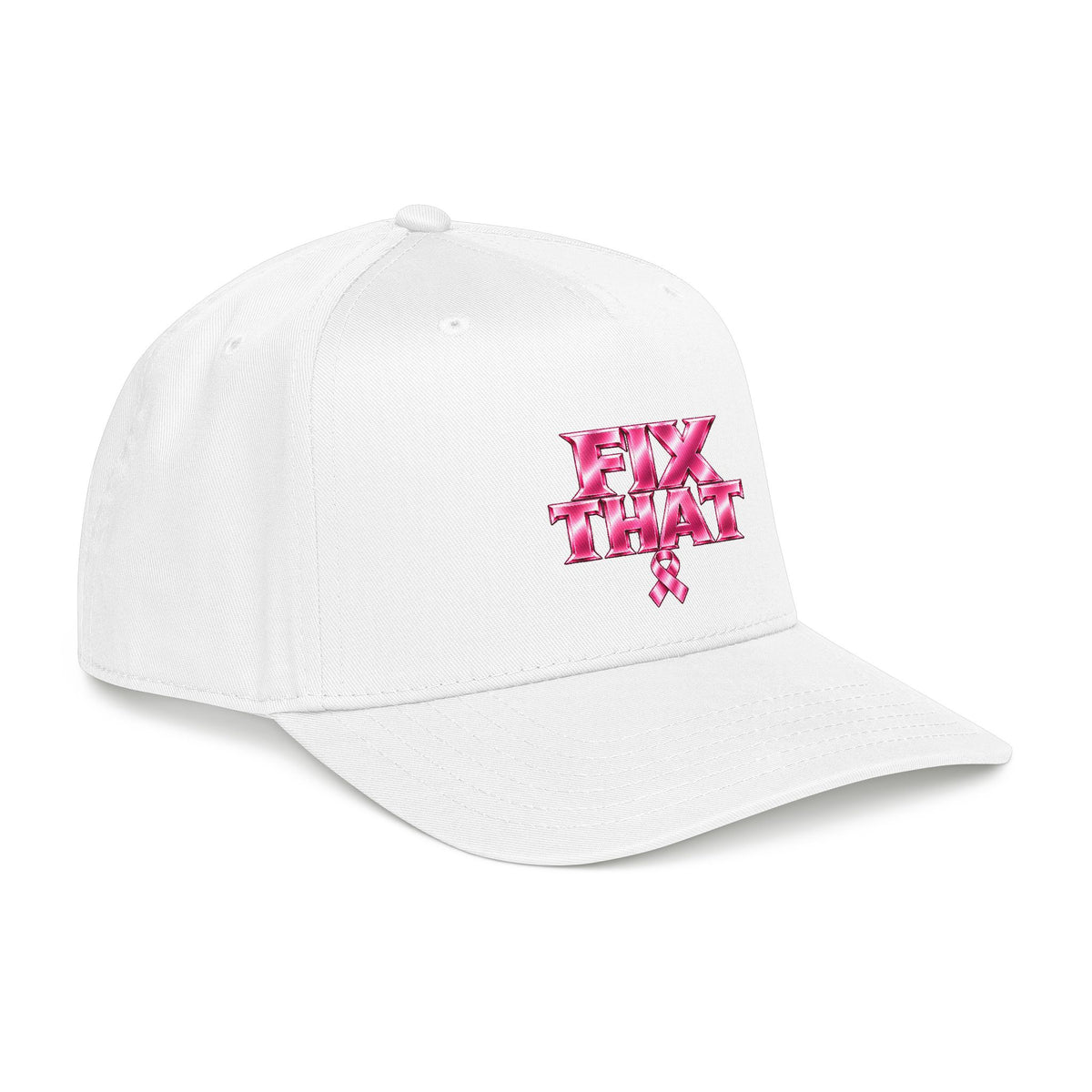 D3hundred FIX THAT Pink Ribbon Baseball Cap — White