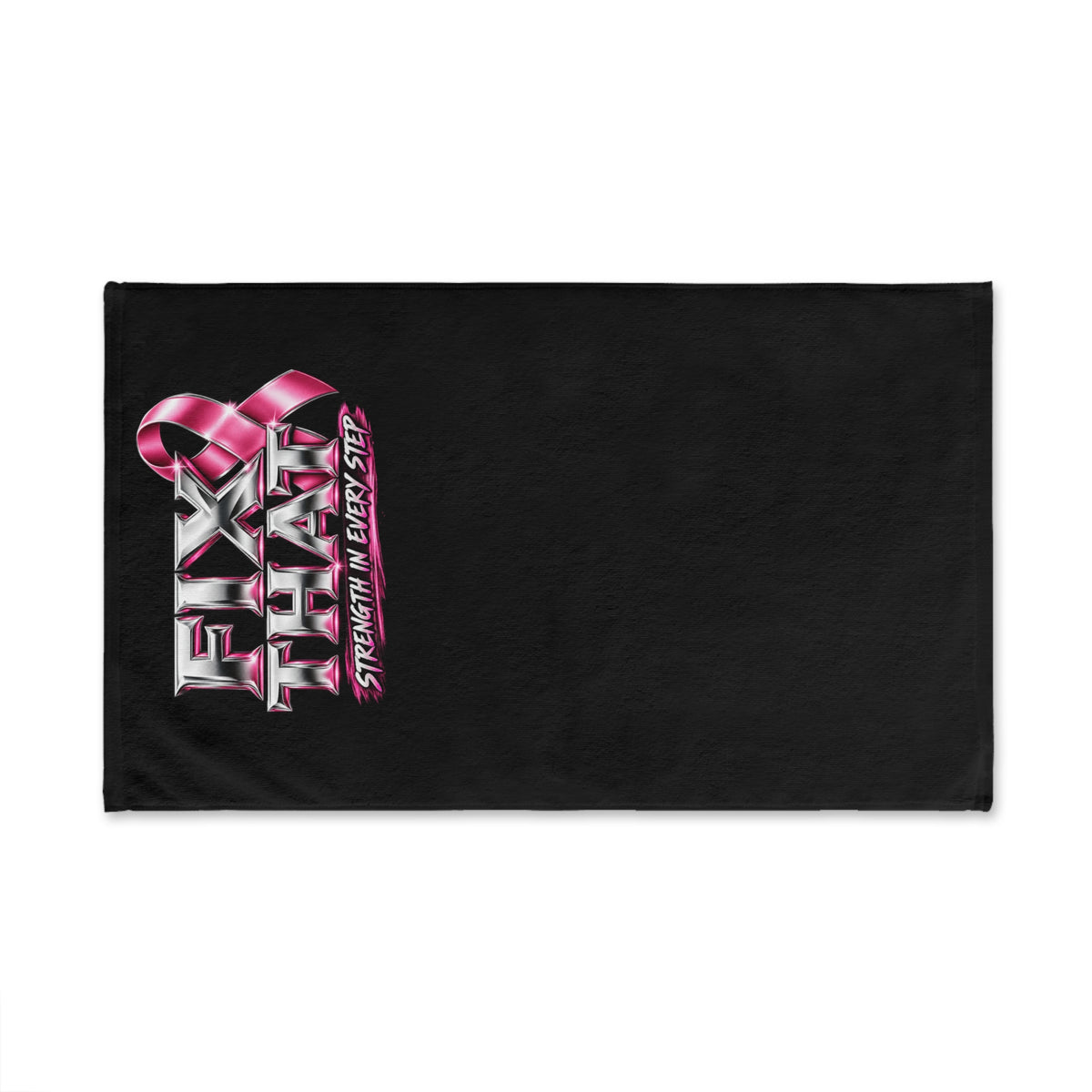 D3hundred FIX THAT Pink Ribbon Hand Towel — Black