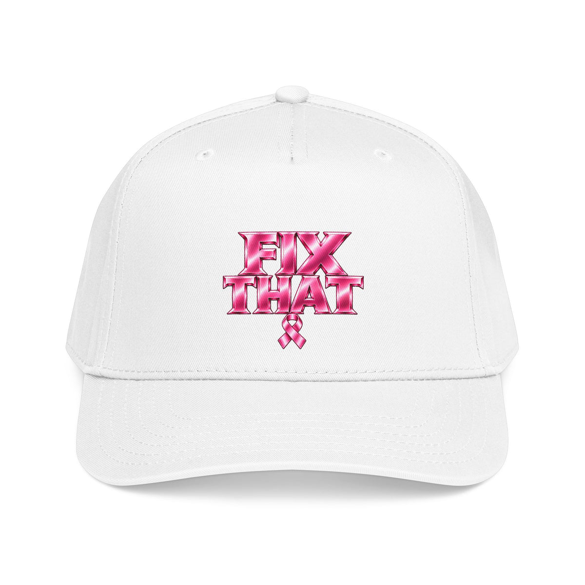 D3hundred FIX THAT Pink Ribbon Baseball Cap — White