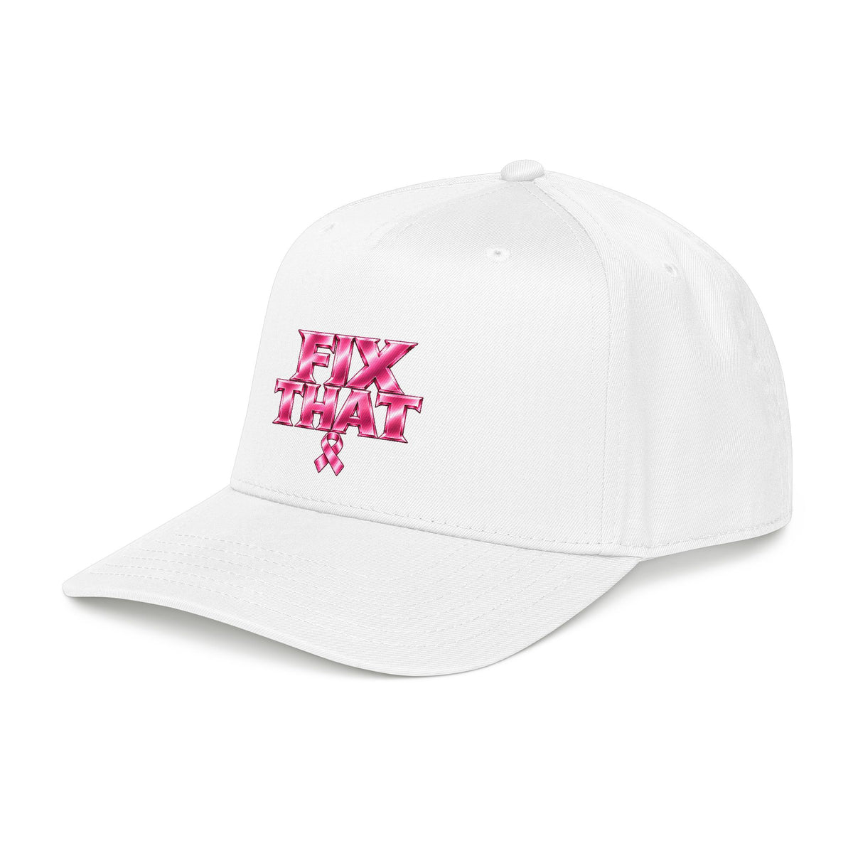 D3hundred FIX THAT Pink Ribbon Baseball Cap — White
